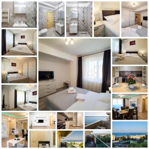 a collage of photos of a hotel room at SARA Moonlight Residence in Mamaia