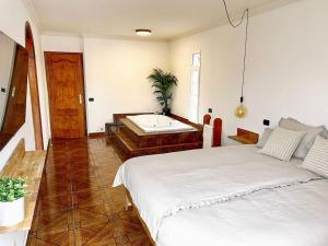 Posteľ alebo postele v izbe v ubytovaní lujosa villa con piscina privada