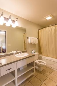 een badkamer met een wastafel, een toilet en een spiegel bij Bay Colony 762 - Lower in Nisswa