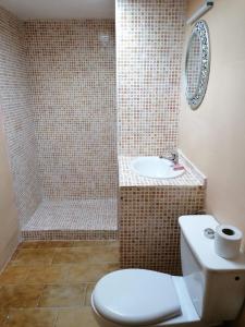 a bathroom with a toilet and a sink at HOTEL REGINA in Tetouan