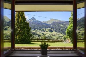 - une fenêtre avec vue sur la montagne dans l'établissement Mäxle Apartments, à Bad Hofgastein