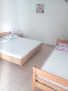 a bedroom with two beds and a picture on the wall at Zdenka javoran in Zubovići