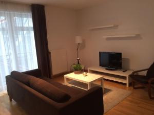 Televízia a/alebo spoločenská miestnosť v ubytovaní Budapest center Opera apartment