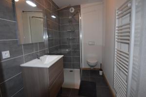 łazienka z umywalką i toaletą w obiekcie VAUJANYLOCATIONS - La Cabane de Maurice w mieście Vaujany