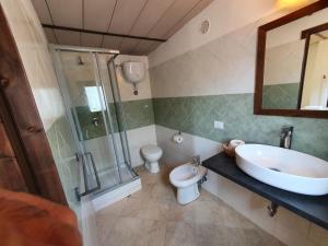 a bathroom with a sink and a shower and a toilet at Azienda Agricola Sinisi in Cerveteri +146 photos