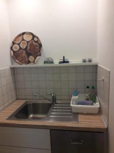 a kitchen with a sink and a counter top at Möwe in Steffenshagen