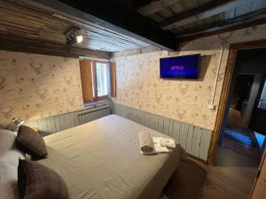 TV a/nebo společenská místnost v ubytování Cabane Du Cerf + 27 fotografií