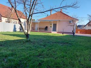 dom z ogródkiem z drzewem w obiekcie Marinica Apartman 3 w Hajduszoboszlo