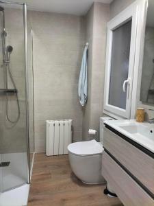 a bathroom with a toilet and a sink and a shower at El Jardin de la Duquesa in Granada