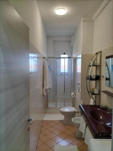 a bathroom with a shower and a sink and a toilet at Sweet Apartment Mecenate in Milan