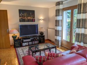 Televízia a/alebo spoločenská miestnosť v ubytovaní Le Vintage grand appartement 4 étoiles avec jardin proche du lac