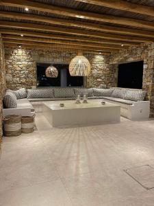 A seating area at Voras Villa Panagia Beach