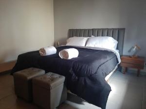 - une chambre avec un grand lit et 2 oreillers dans l'établissement La huerta, à Ushuaia