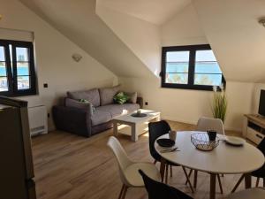 沃希Appartments Akrapovic的带沙发、桌子和椅子的客厅