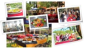 a collage of pictures of a party with a table at Hôtel Restaurant Les Etoiles Du Toubkal in Imlil