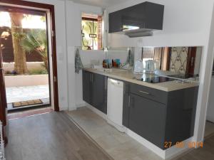 una cucina con lavandino e piano di lavoro di Appartement Franche Valeine a Juan-les-Pins