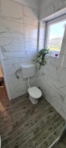 a bathroom with a toilet and a window at Lavanda in Vrana