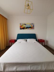Un pat sau paturi într-o cameră la Salt Lake Apartment