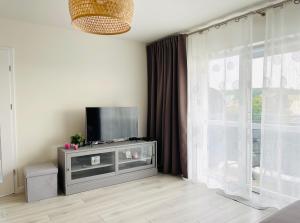 Televízia a/alebo spoločenská miestnosť v ubytovaní Villa Park by Baltic Home