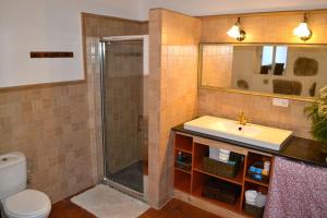 a bathroom with a shower and a sink at Finca Mariola - Centenaria in Las Palmas de Gran Canaria +20 photos