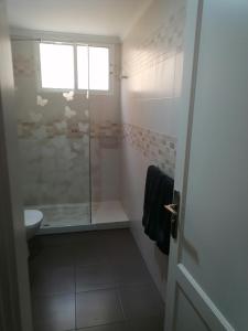 e bagno con doccia, servizi igienici e lavandino. di Apartamento Mirador del Norte a Las Palmas de Gran Canaria