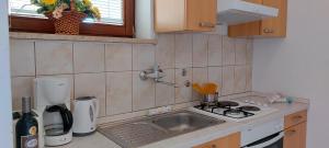a kitchen with a sink and a counter top at Green Villa in Banjole