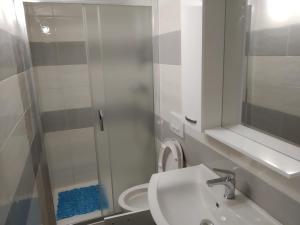 a bathroom with a toilet and a sink and a mirror at Milica studio,Skradinsko polje 24 in Skradin