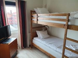 Двухъярусная кровать или двухъярусные кровати в номере Saga Hotell