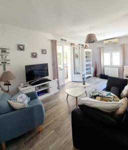 sala de estar con 2 sofás y TV en Butia, en San-Giovanni