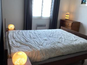 Ένα ή περισσότερα κρεβάτια σε δωμάτιο στο Maison chaleureuse 2 chambres