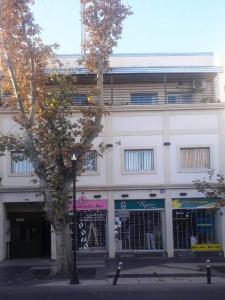 a white building with a tree in front of it at Departamento San Rafael - Sobre Paseo Chile in San Rafael