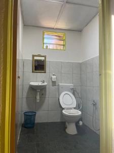 y baño con aseo y lavamanos. en Liana Hostel Taman Negara, en Jerantut