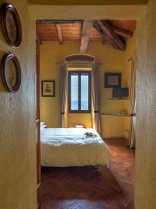 Un dormitorio con una cama grande y una ventana en Fattorie di Montechiaro, en Sasso Marconi