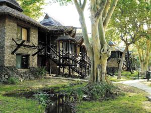 ein Haus mit einem Baum davor in der Unterkunft Sarova Shaba Game Lodge in Archers Post