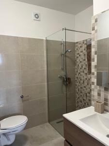 a bathroom with a shower and a toilet and a sink at VILLA SILVIA - FUNTANA in Funtana +30 photos