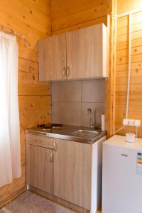 a kitchen with a sink and a stove at KATANA VILLAGE APARTMENT in Ulcinj