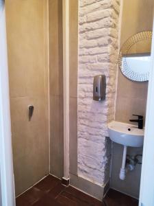 a bathroom with a shower and a sink at Hoża Apartments and Rooms in Warsaw +10 photos