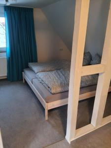 a bedroom with a bunk bed and a ladder at Ferienwohnung Brendle in Sankt Johann