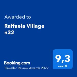 Certificato, attestato, insegna o altro documento esposto da Raffaela Village via Scannella n32