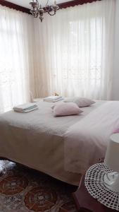 a bedroom with a large white bed with a window at Location Serafina Pennapiedimonte in Pennapiedimonte