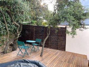 Balkón nebo terasa v ubytování Studio indépendant - Terrasse et piscine en été