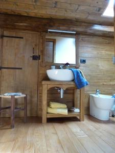 a bathroom with a sink and a toilet at B&B Notte Stellata in Gaiola