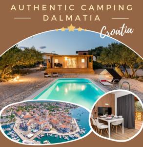un collage di una foto di una piscina di Authentic Camping Dalmatia a Pirovac (Slosella)