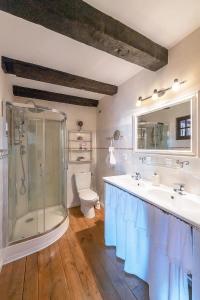 a bathroom with a shower and a sink and a toilet at Le Clos d'Albray - Chambres d'hôtes et gite in Comps-la-Grand-Ville