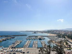 a view of a marina with boats in the water at Apartament 'Es Botànic' in Blanes