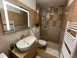 a bathroom with a sink and a toilet and a shower at Apartment Branka Kustura in Hvar
