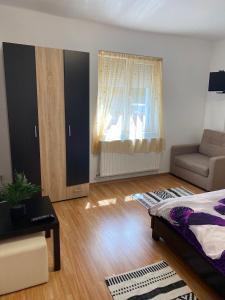 a living room with a bed and a couch at Private House Citadela Tg.Mures in Târgu-Mureş