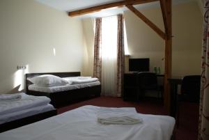 Un pat sau paturi într-o cameră la Rogatka