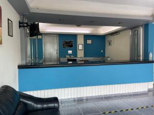 a view of a waiting room with blue lighting at Hotel Rias in Veracruz