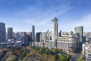a view of a city with a lot of buildings at Radisson Blu Hotel Shanghai New World in Shanghai